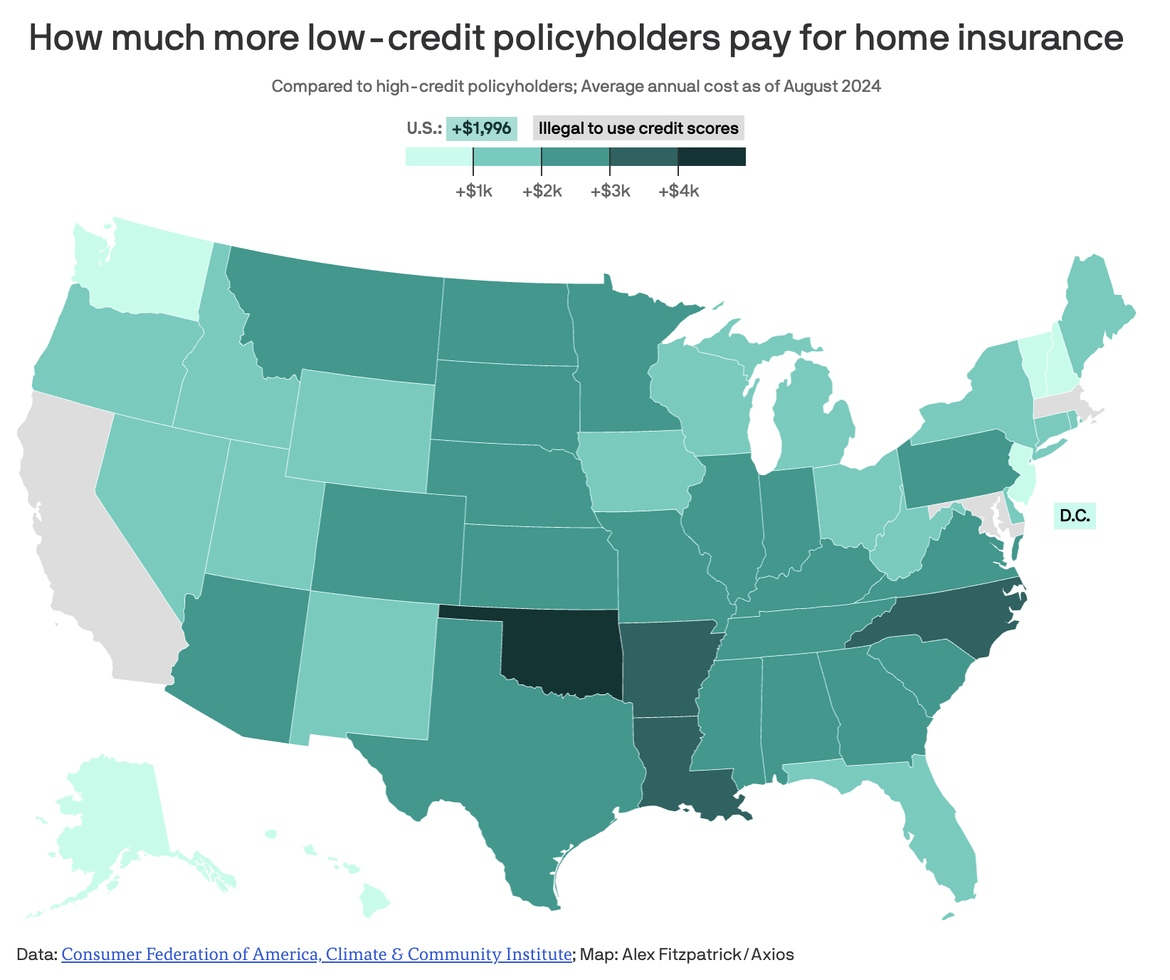 Axios credit score penalty  map